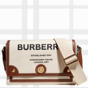 Burberry Note Canvas Logo Crossbody Bag